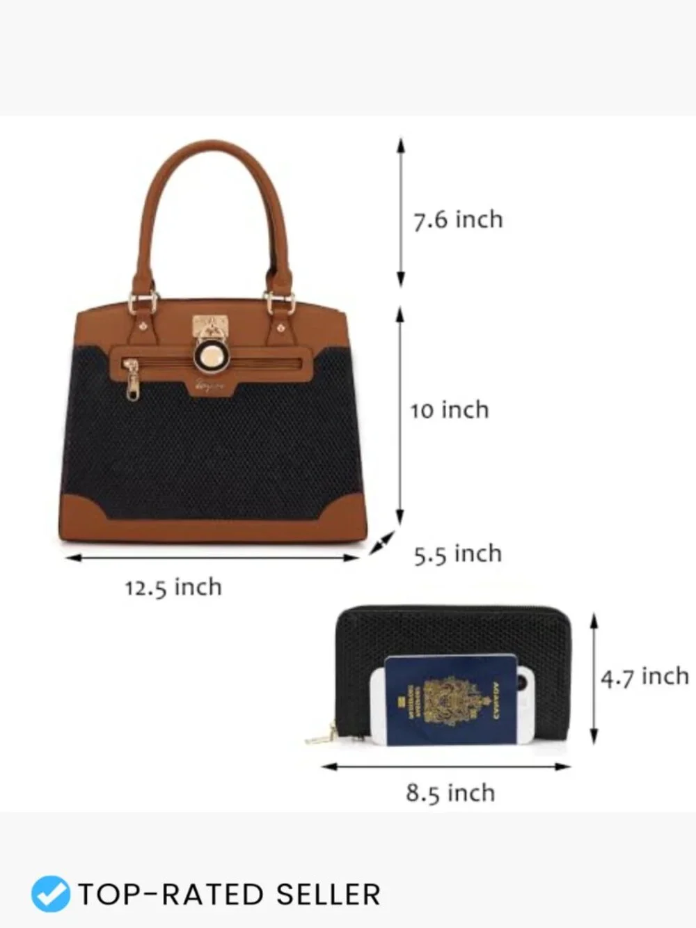 Snake Print Satchel Tote Set RFID Wristlet Wallet Structured Medium Purse